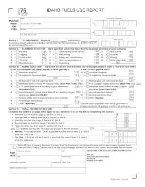 Idaho Fuels Use Report Form 75
