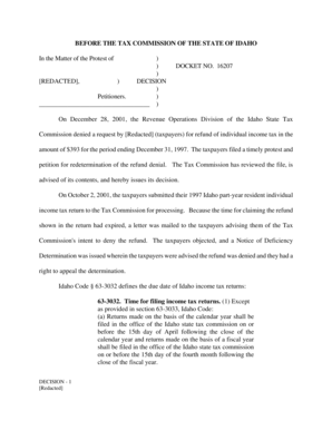 On December 28, 2001, the Revenue Operations Division of the Idaho State Tax - tax idaho