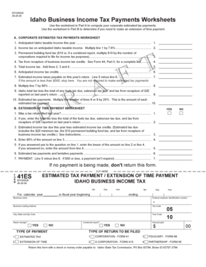 Idaho Business Income Tax Payments Worksheet