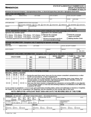 Illinois Group Life Insurance Statement of Health