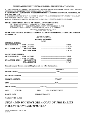 Missoula Dog License Application