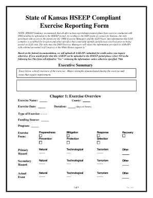 hseep exercise reporting form