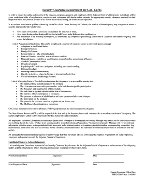 Security Clearance Requirement for CAC Cards