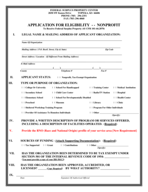 Federal Surplus Property Application