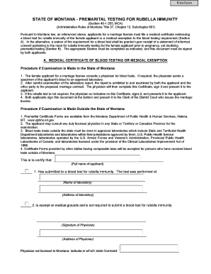 Montana Premarital Rubella Immunity Form