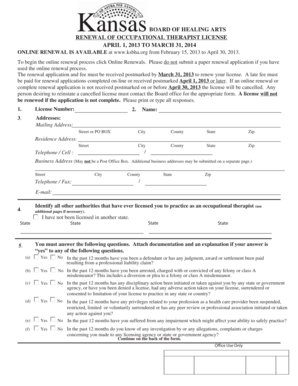 Kansas Occupational Therapist License Renewal