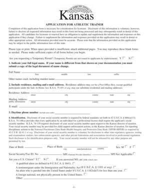 Athletic Trainer Licensure Application