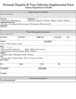Perinatal Hepatitis B Virus Infection Supplemental Form