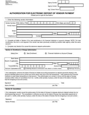 Kansas Electronic Deposit Authorization Form