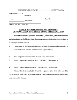 Notice of Withdrawal of Attorney on Conclusion of Limited Scope Representation