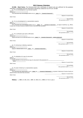 Kansas Notary Short Form Certificates
