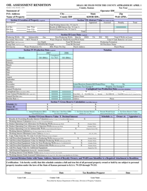 Kansas Oil Assessment Rendition Form