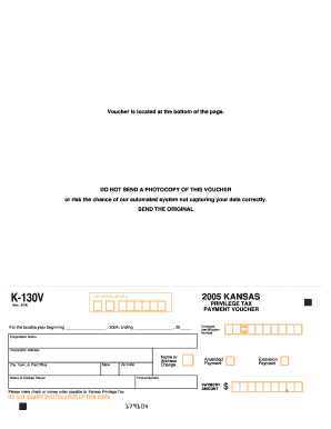 Kansas Privilege Tax Payment Voucher