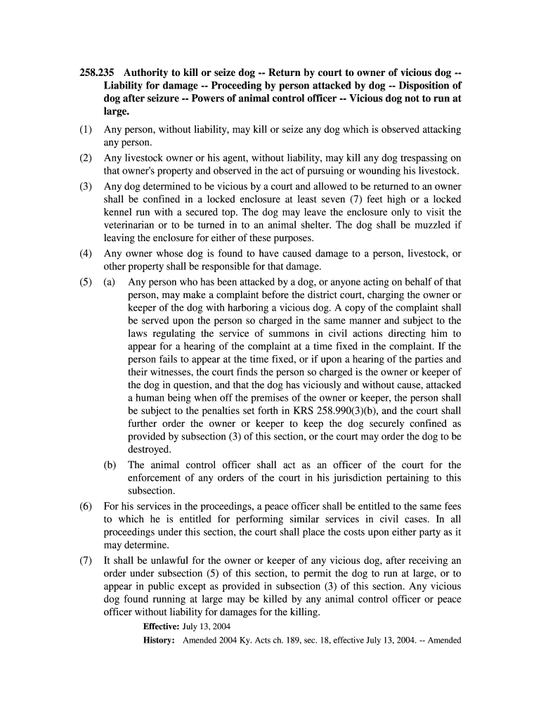235 Authority to kill or seize dog -- Return by court to owner of vicious dog -Liability for damage  Preview on Page 1
