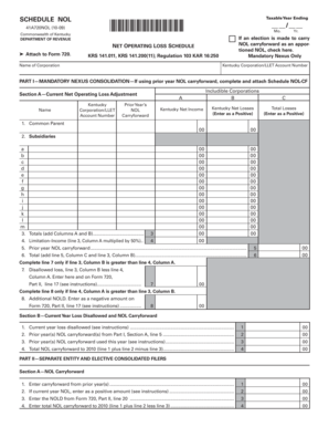 Kentucky NOL Tax Form