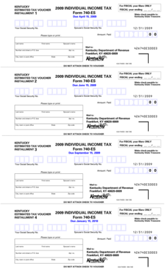 Kentucky 2009 Individual Income Tax Estimated Tax Voucher