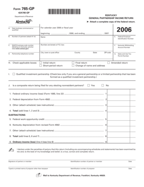 Kentucky General Partnership Income Return Form 765-GP