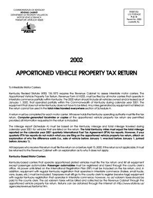 Kentucky Apportioned Vehicle Property Tax Return