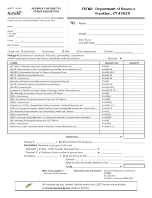 Kentucky Income Tax Forms Requisition