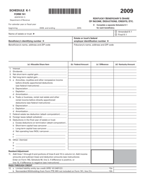 Kentucky Beneficiary’s Share Form 741 K-1