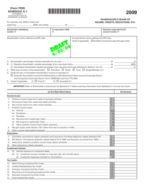 Kentucky Schedule K-1 Form 720S