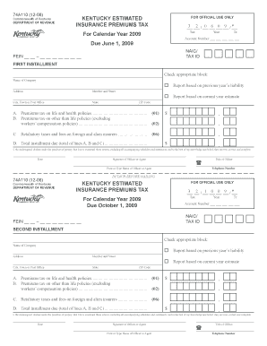 Kentucky Insurance Premiums Tax Form 74A110