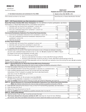 Kentucky Passive Activity Loss Form 8582-K