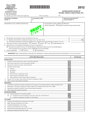 Kentucky Schedule K-1 Form 720S