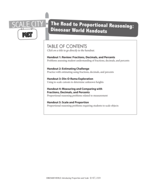 Dinosaur World Proportional Reasoning Handouts