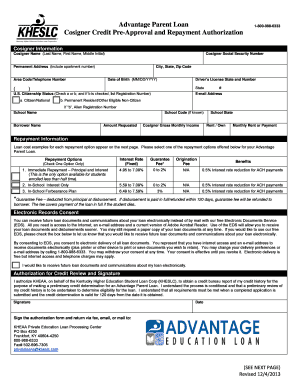 Advantage Parent Loan Cosigner Form