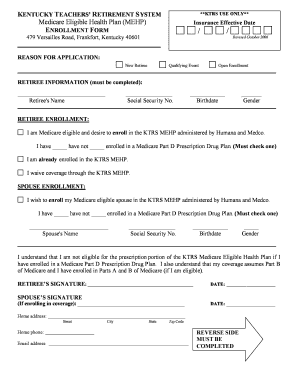 Kentucky Teachers' Retirement System MEHP Enrollment Form