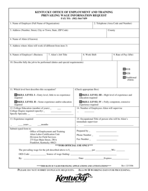 Kentucky Prevailing Wage Information Request