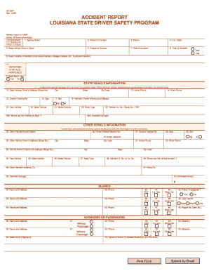 Louisiana State Driver Safety Accident Report