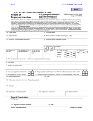 B-10 Employee Interview Form