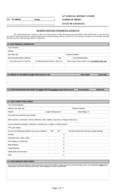 Hearing Officer Conference Affidavit