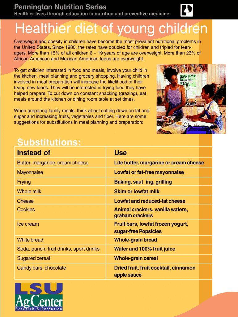 Healthier diet of young children - Pennington Biomedical Research Preview on Page 1