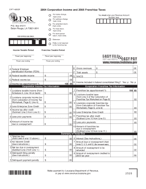 Louisiana Corporation Income and Franchise Tax Form 2004-2005