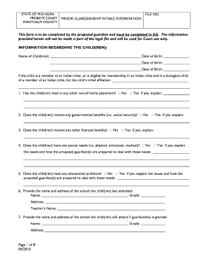 guardianship intake form