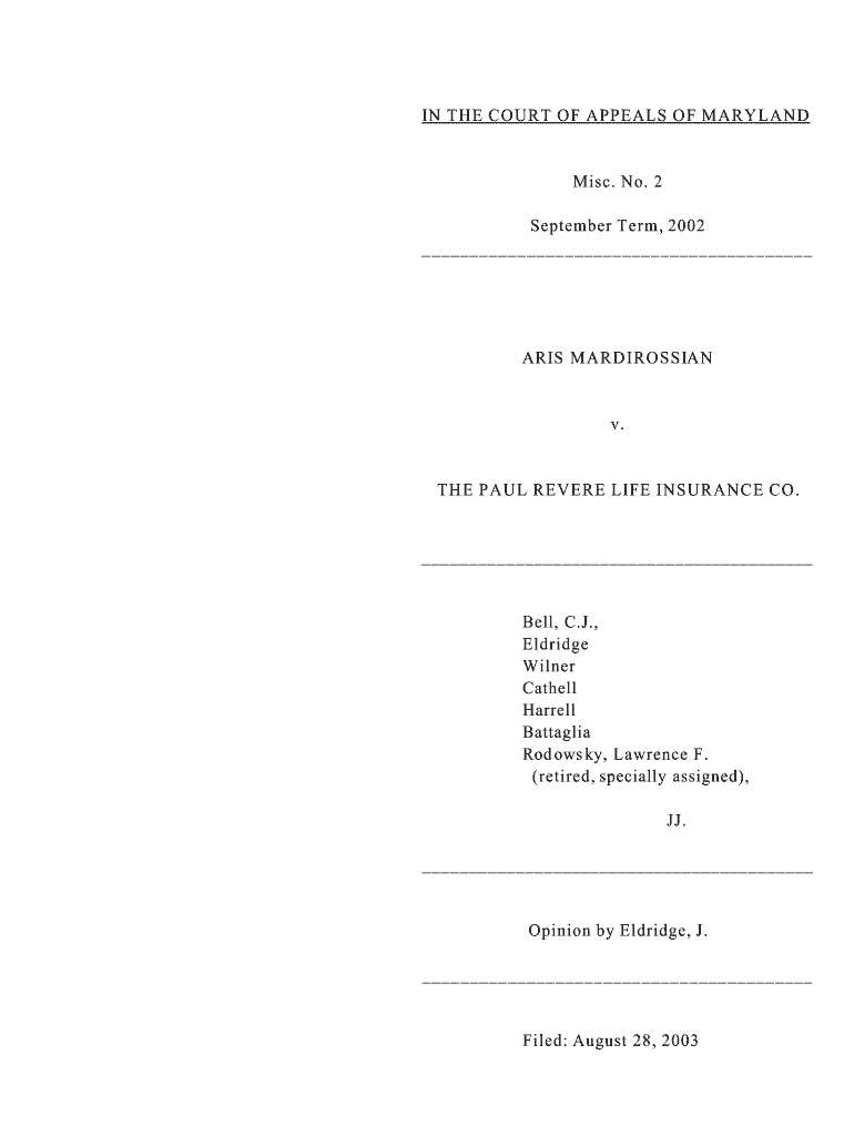 IN THE COURT OF APPEALS OF MARYLAND Misc - courts state md Preview on Page 1