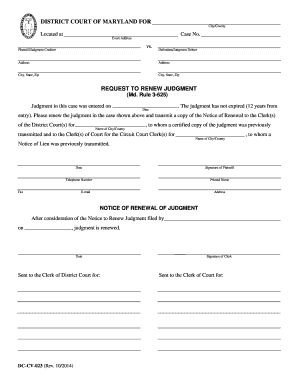 Maryland Request to Renew Judgment