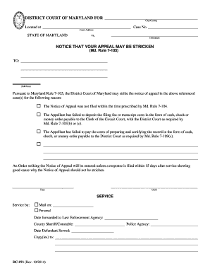 Maryland Appeal Notice