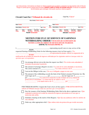Petición de Suspensión de Notificación de Orden de Retención de Ingresos