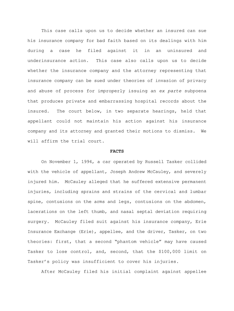 This case calls upon us to decide whether an insured can sue his insurance company for bad faith bas Preview on Page 1