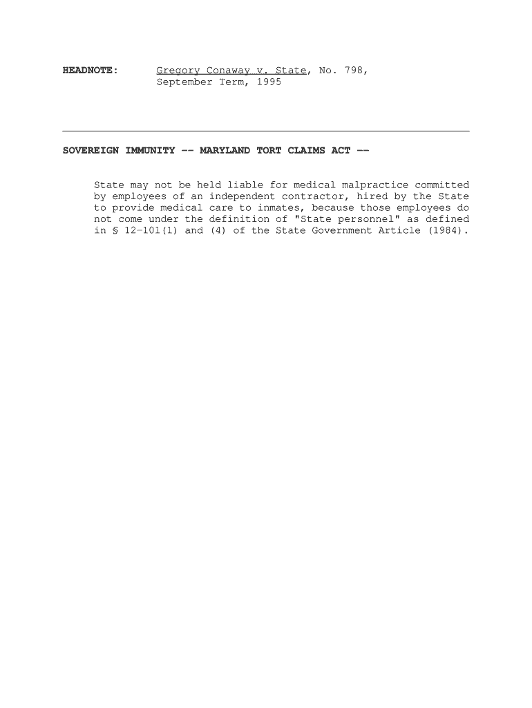 Gregory Conaway v State, No 798, September Term, 1995 - courts state md Preview on Page 1