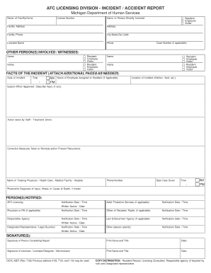 afc licensing division incident report