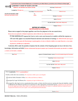 Maryland Notice of Appeal