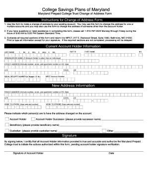 Maryland Prepaid College Trust Change of Address Form