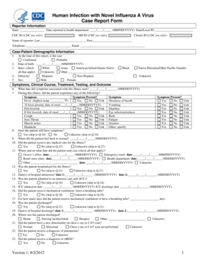 Human Infection with Novel Influenza A Virus Case Report Form