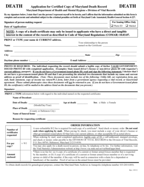Maryland Death Record Application