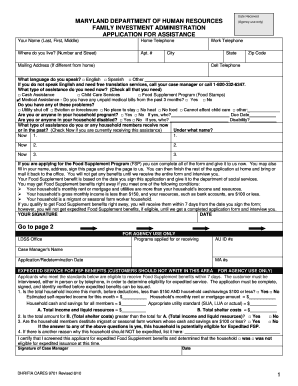 Maryland Application for Assistance